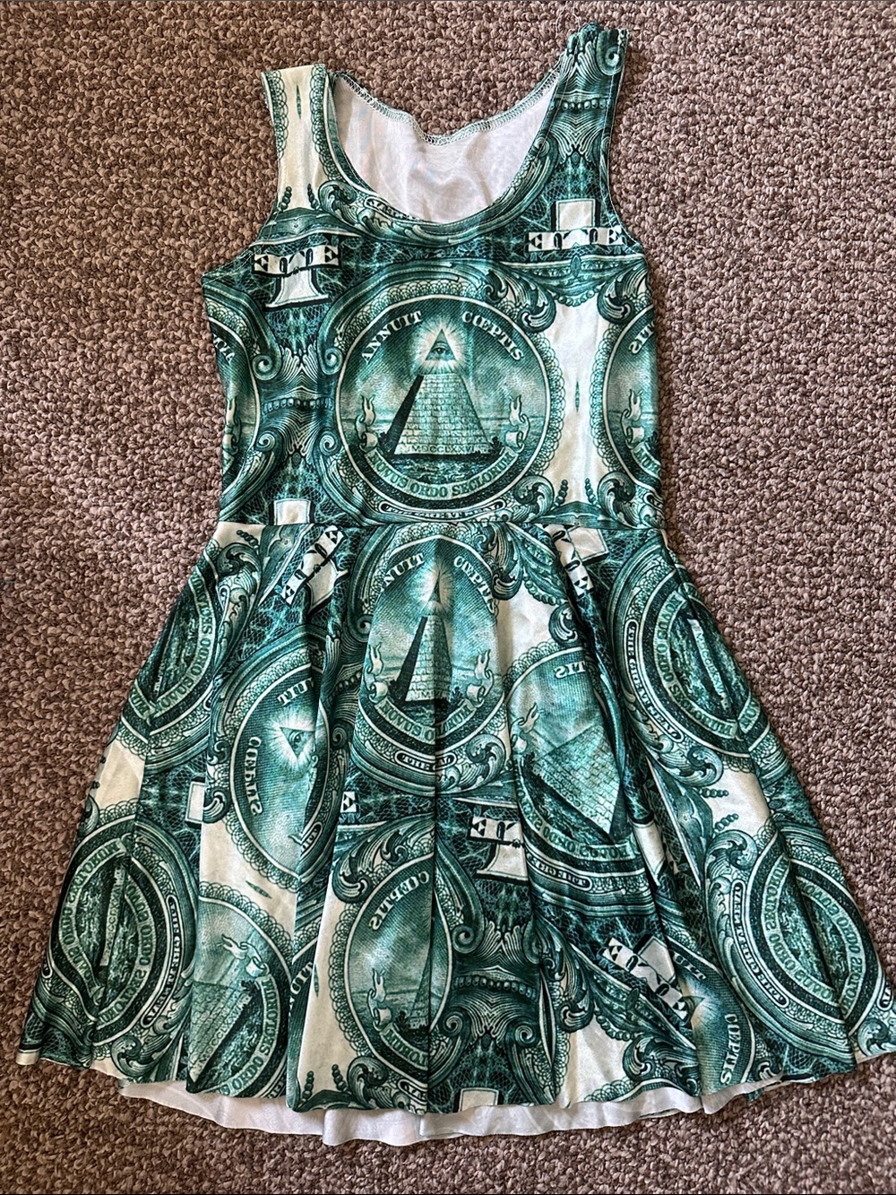 Green Dollar-Print Sleeveless Dress costume